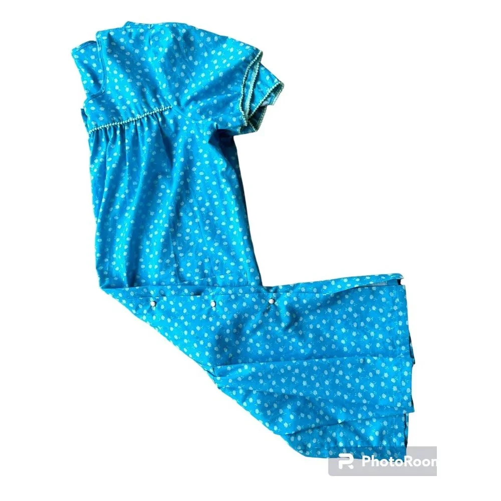 VTG KMart Nightgown Patio Dress Duster Larg Muumuu  Blue Floral House Dr… - Picture 4 of 12